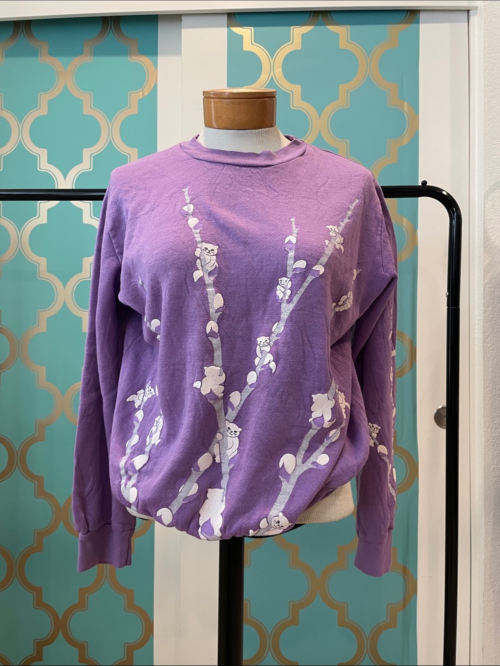 Vintage Spumoni very worn cat sweatshirt size S